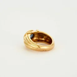Bague Oeil Bleu or jaune et saphir