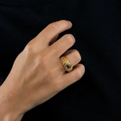Bague Oeil Bleu or jaune et saphir