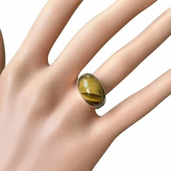 Bague oeil de tigre or jaune 18 carats
