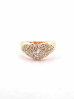Bague ondulée en or jaune, diamants