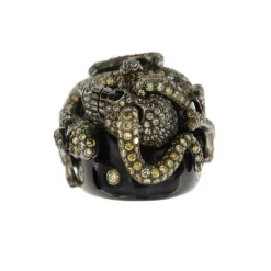Bague Onyx diamants et émeraudes