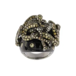 Bague Onyx diamants et émeraudes