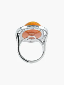Bague Opale de feu et diamants
