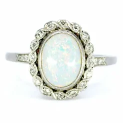 Bague Opale Diamant Platine