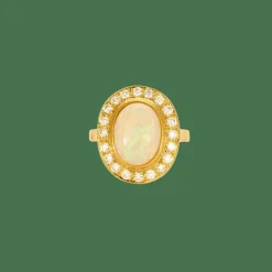 Bague opale diamants