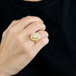 Bague opale diamants