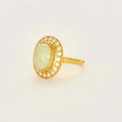 Bague opale diamants