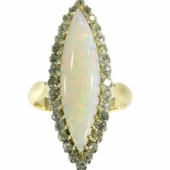 Bague opale et diamant