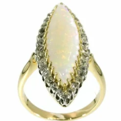 Bague opale et diamant