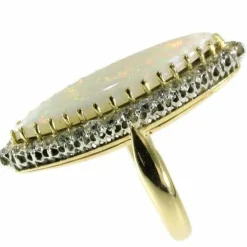 Bague opale et diamant