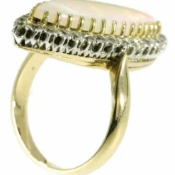 Bague opale et diamant