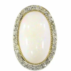 Bague opale et diamants
