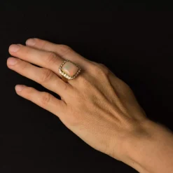 Bague opale et diamants vintage