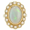 Bague opale et perles sur or jaune