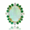 Bague opale émeraudes diamants