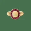 Bague opale or jaune et calibrés rubis