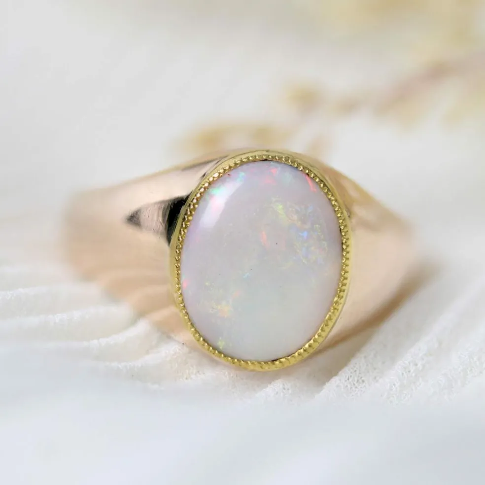 Bague opale or rose