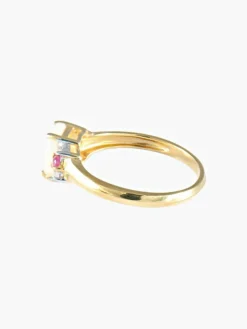 Bague opale taille émeraude et rubis or jaune