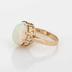 Bague opale éthiopienne bijoux de cocktail vintage en or jaune