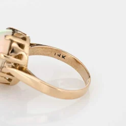 Bague opale éthiopienne bijoux de cocktail vintage en or jaune