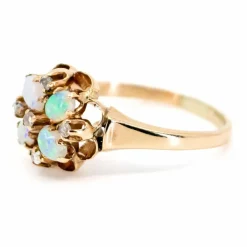 Bague opales, diamants