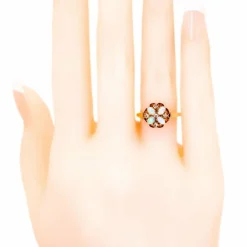 Bague opales, diamants