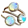 Bague opales et diamants en or jaune 18 Carat