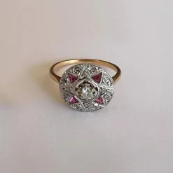 Bague Or Diamants et Rubis