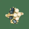 Bague or jaune perles saphirs