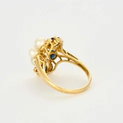 Bague or jaune perles saphirs