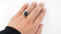 Bague or bicolore améthyste cabochon