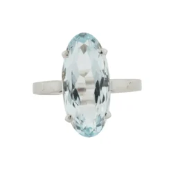 Bague Or Blanc - Aigue Marine