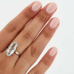 Bague Or Blanc - Aigue Marine