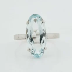 Bague Or Blanc - Aigue Marine