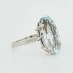 Bague Or Blanc - Aigue Marine