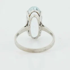 Bague Or Blanc - Aigue Marine