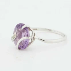 Bague Or Blanc - Améthyste et Diamants