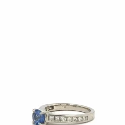 Bague Or Blanc 18 Carats Saphir Certifié et Diamants
