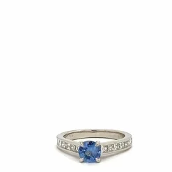 Bague Or Blanc 18 Carats Saphir Certifié et Diamants