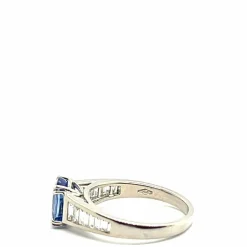 Bague Or Blanc 18 Carats Saphir Certifié et Diamants