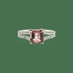 Bague or blanc 18 carats sertie d'une tourmaline et diamants naturels