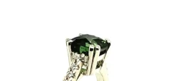 Bague Or Blanc 18 Carats Tourmaline Taille Coussin et Diamants