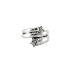 Bague or blanc 18 cts sertie diamants naturels
