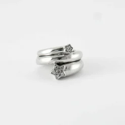 Bague or blanc 18 cts sertie diamants naturels