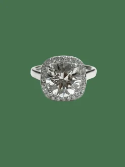 Bague Or Blanc - Diamant Central 4,08 carats