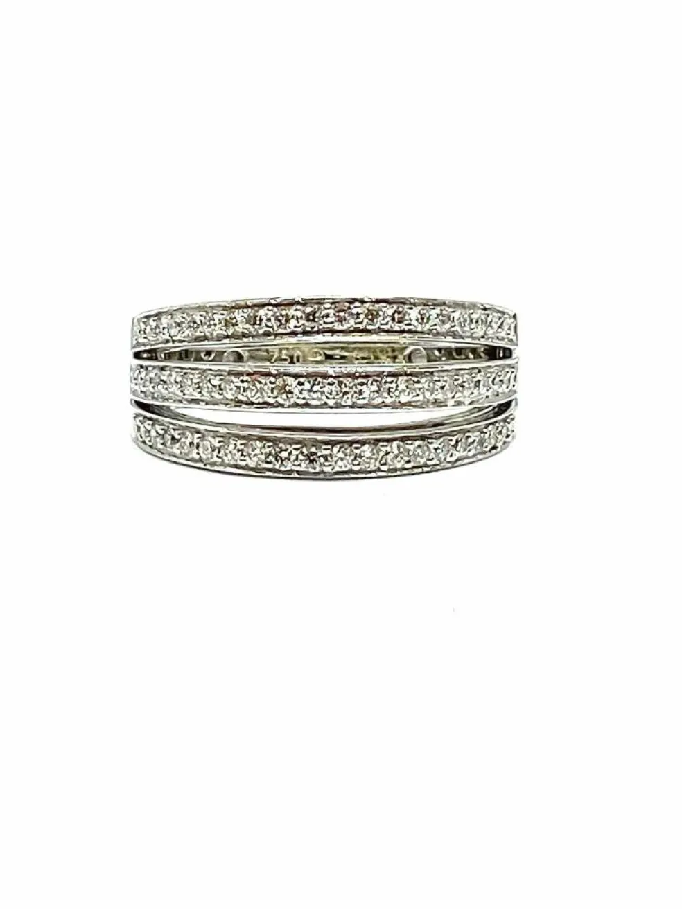 Bague or blanc 2 lignes de diamants