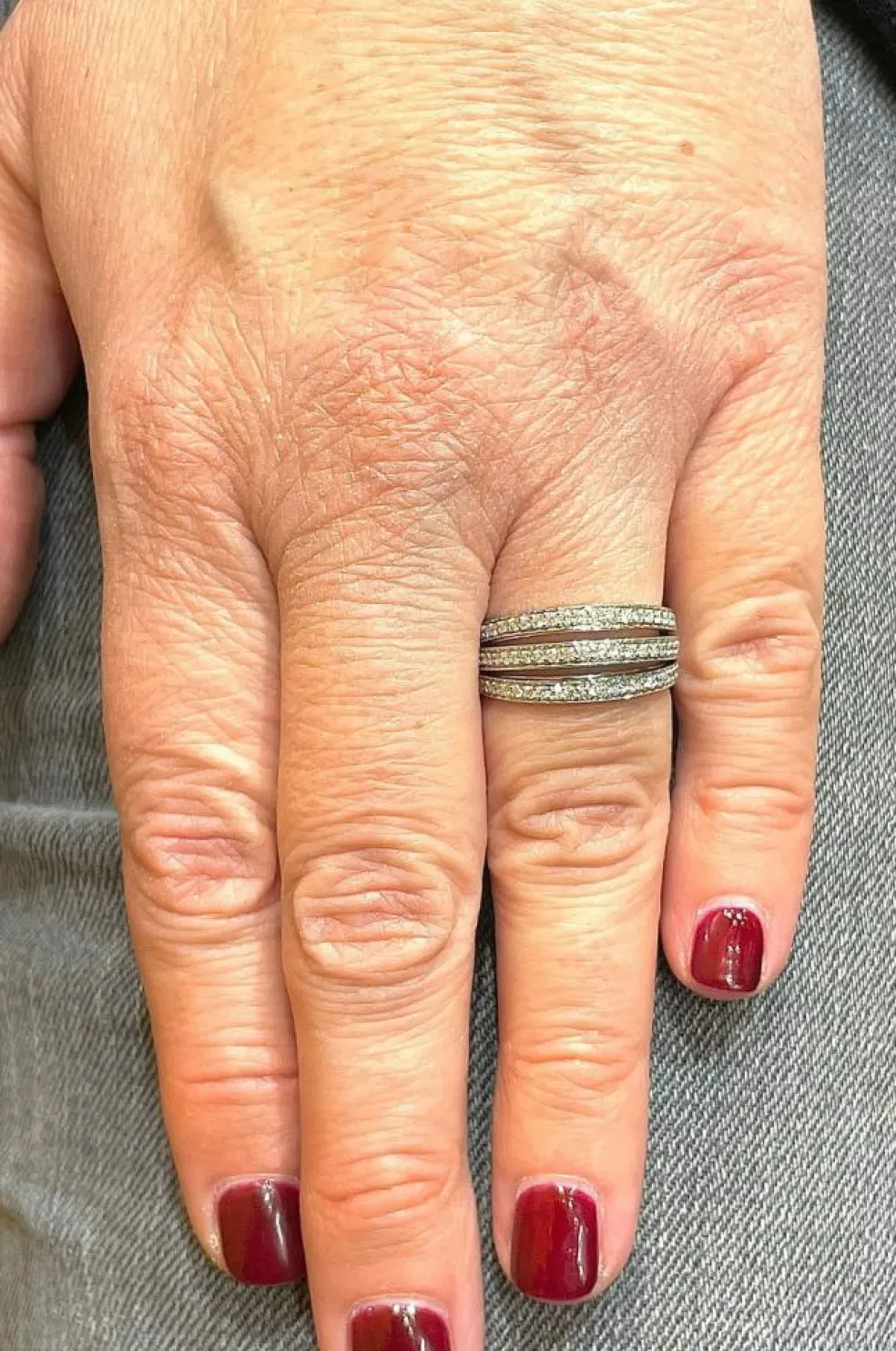 Bague or blanc 2 lignes de diamants