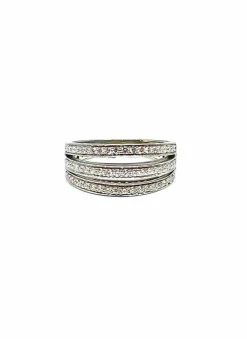 Bague or blanc 2 lignes de diamants
