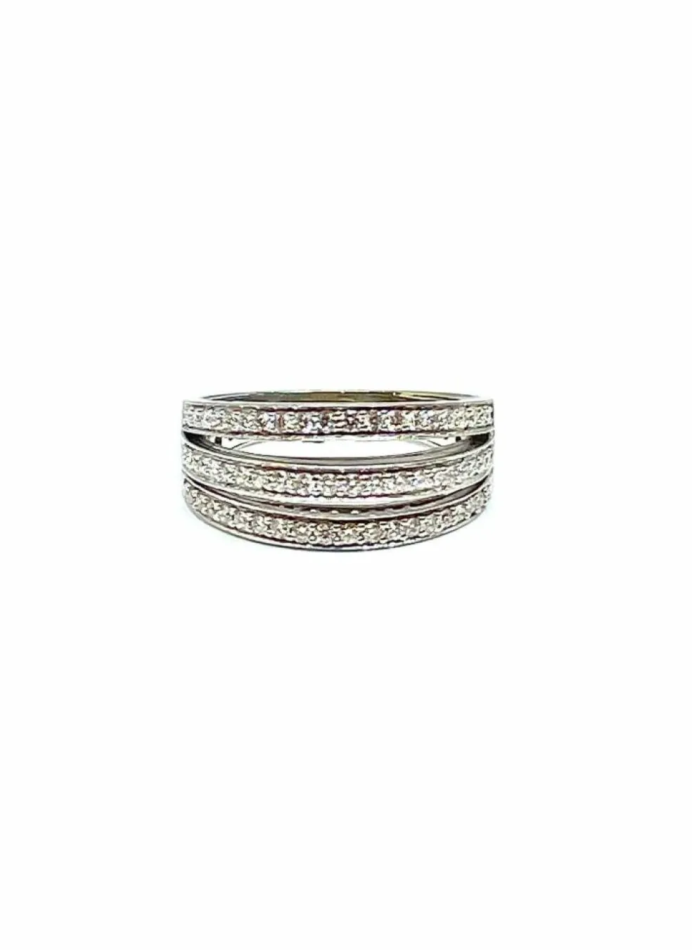 Bague or blanc 2 lignes de diamants