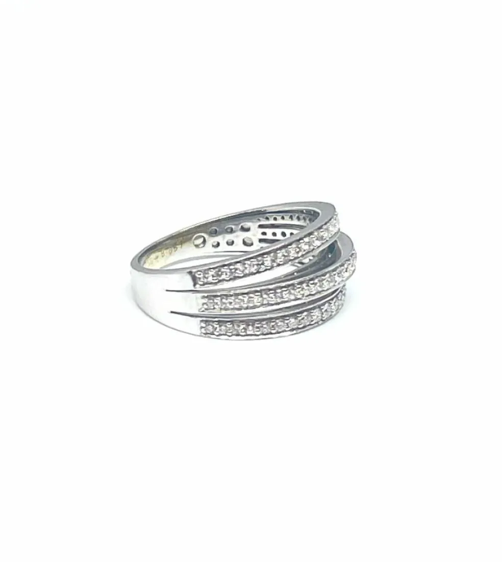 Bague or blanc 2 lignes de diamants